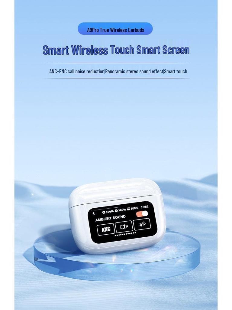 A9 Pro 5th Gen Smart AI Translation Bluetooth Earbuds with Color Screen and Long Battery Life