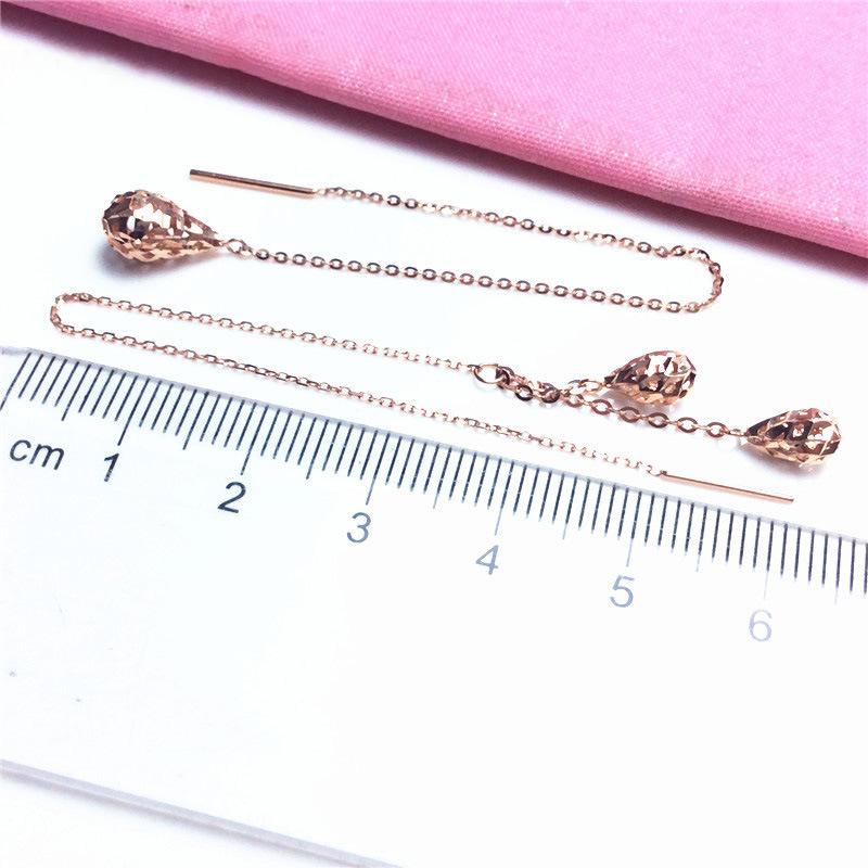 Exquisite Russian Purple Gold Fashionable Exquisite Double Water Drop Earphone Rose Gold Hollow Ball Long Earphone Female