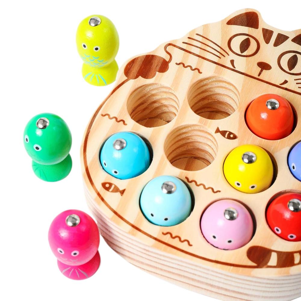 Wooden Fishing Game For Toddlers, Fine Motor Skills Early Learning Toy For Boys & Girls Great Christmas Gift Montessori Magnetic