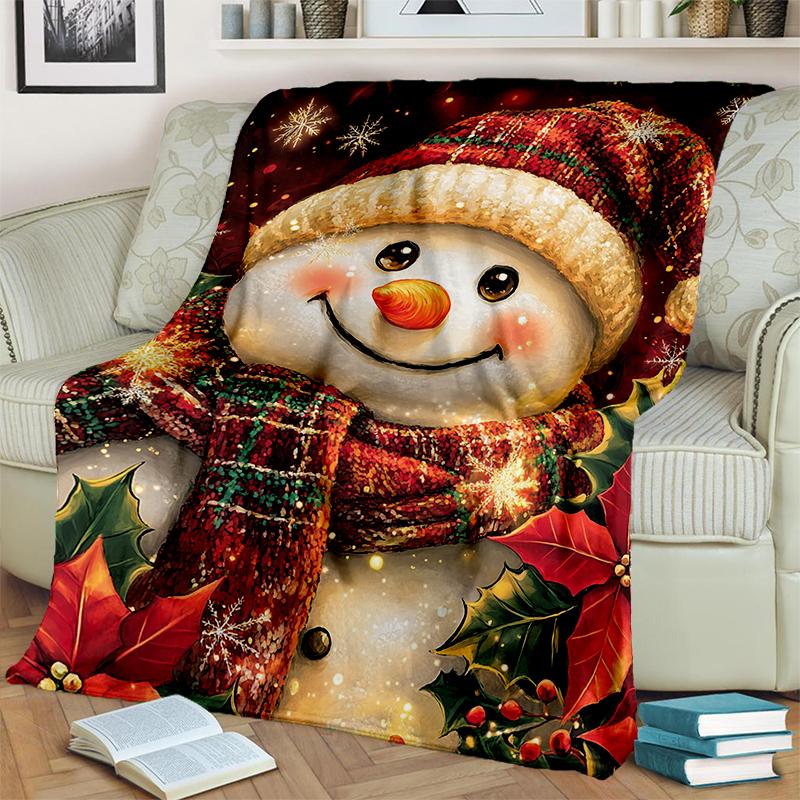 Merry Christmas Cartoon Santa Claus Christmas Tree Festival Gift Blanket,Soft Throw Blanket for Home Bedroom Bed Sofa Cover Kid