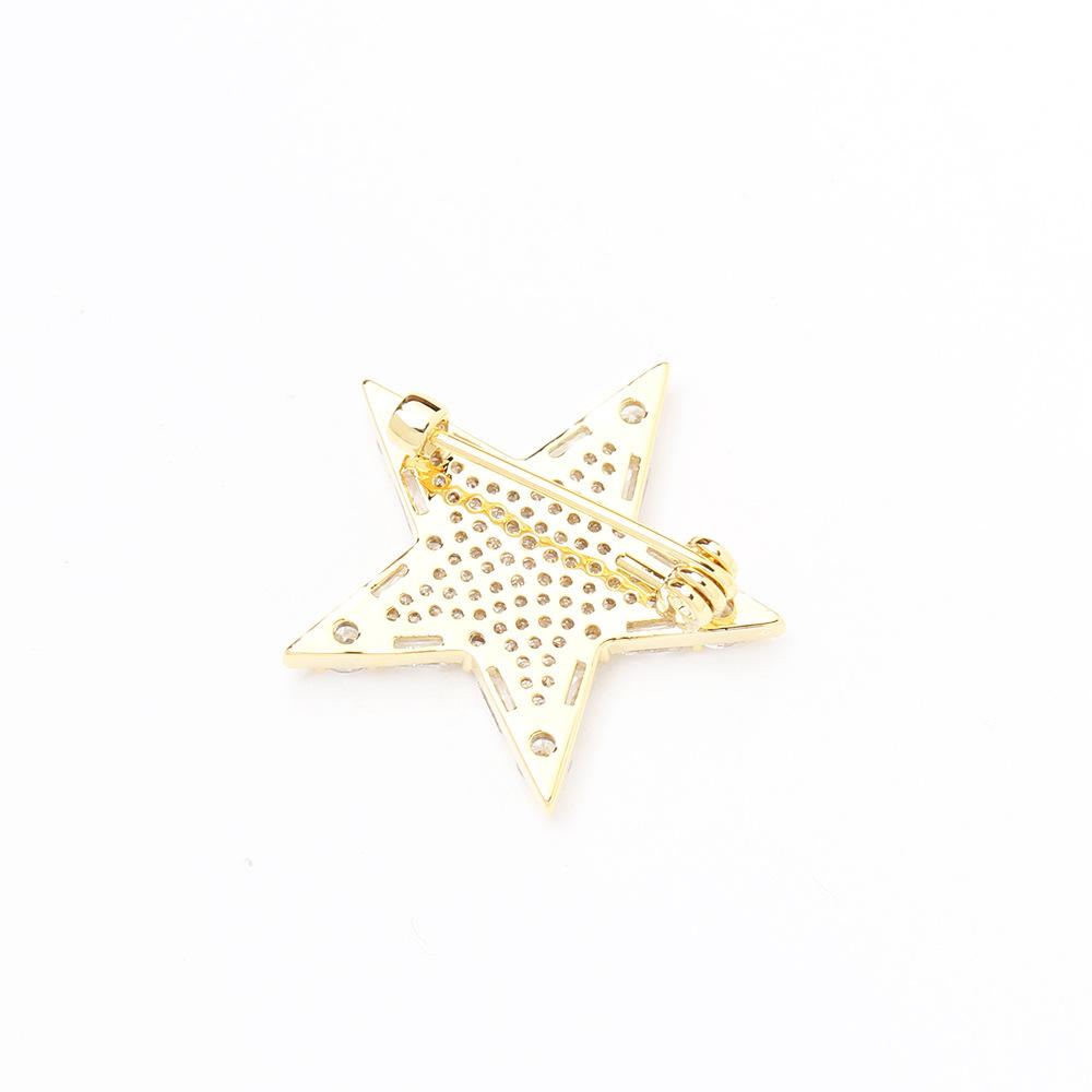 The New Product Is Exquisite and Compact, Full of Diamonds, Golden Five-pointed Star Brooch, Versatile, Simple and Versatile Star Small Pin, Collar Pi
