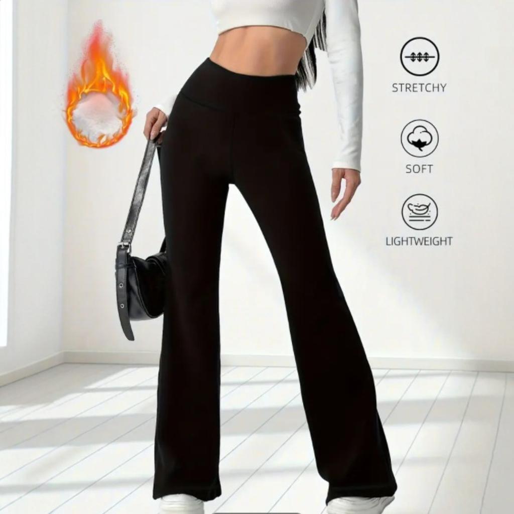 Samt Leggings, Winter Yoga Hosen mit hohem Bund, Schlaghose mit weitem Bein, Warme Hose