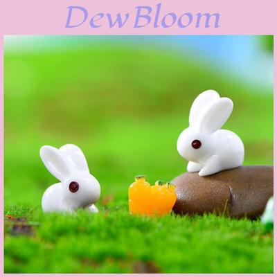 Urocze żywiczne czerwono-białe figurki króliczków do dekoracji miniaturowego ogrodu DIY
