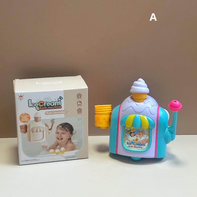 Child Bathroom Ice Cream Machine Bubble Machine Bath Cartoon Manual Bubbles Manufacturing Machine as the picture