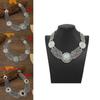 Ethnic Style Simulation Gemstone Decoration Hollow Design Women Metal Necklace For Special Occasion