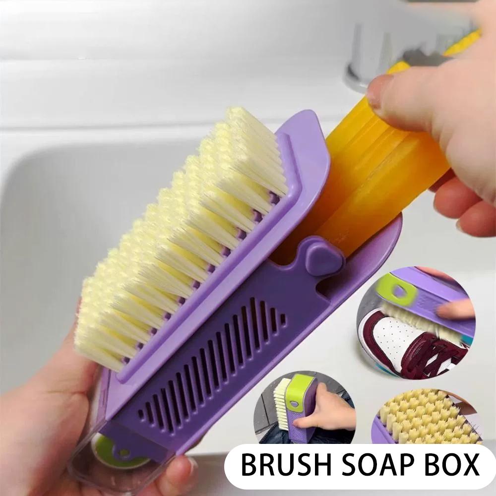 Household Multifunctional Soap Foaming Box Hand Washing Soap Holder Built-in Brush Wheels Non-Slip Draining Soap Storage Box