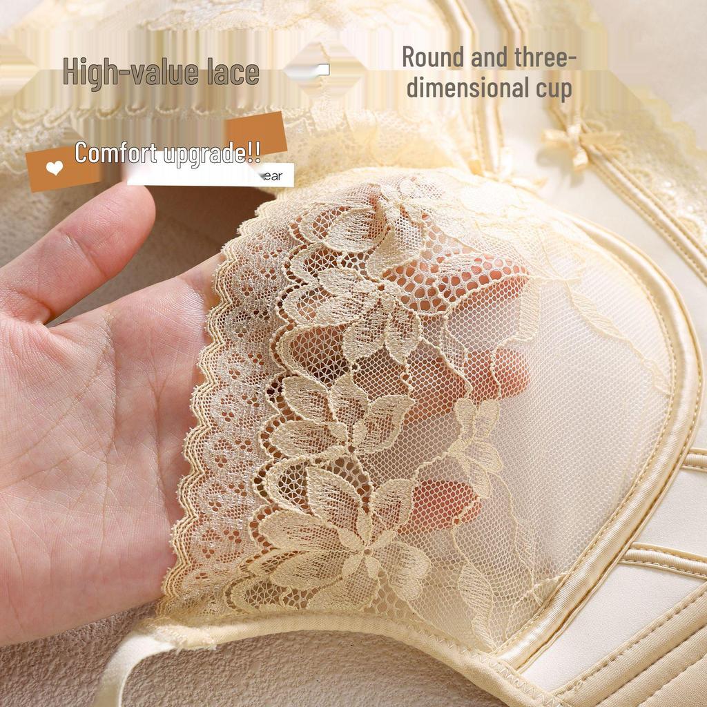 2025 Lace Wire-Free Bra: Women's Antibacterial, Breathable, Anti-Sag, Round Cup for Large Bust with Minimizing Effect