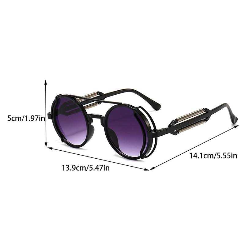 1Pc Sunglasses Retro Men Women Round Lens Sunglasses Punk Eyewear Gothic Style Uv400 Protection Metal Frame Sunglasses