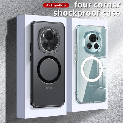 Acrylic Shockproof Magsafe Case for Honor Magic 6 Pro Matte Clear Wireless Charging Back Cover for Honor Magic6 Pro Shell No Yellowlling
