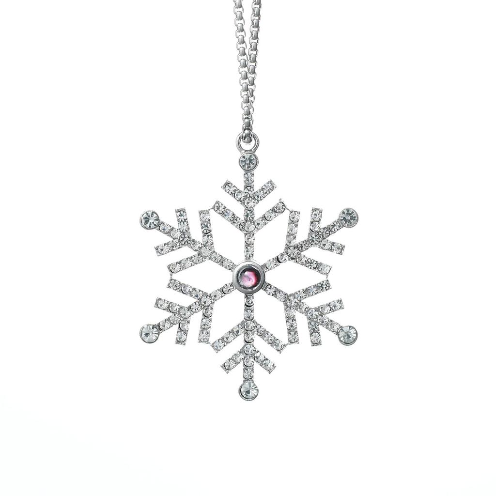 Custom Snowflake Projection Necklace: Waterproof, Dustproof, Scratchproof with Heart-Shaped Color Photo