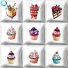 Cake Dessert Pattern Decorative Polyester Cushion Cover Cupcake Print Sofa Throw Pillowcase Bedroom Home Decoration Pillowcover