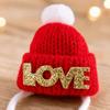 Knitted Hamster Christmas Hat Adjustable Pet Costume Headwear Cute Santa Beanie  Festive Dress-Up