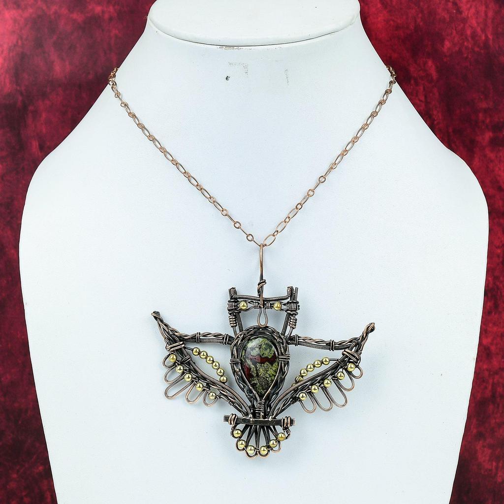Dragon Bloodstone Pendant Copper Wire Wrapped Pendant Owl Pendant Handmade Copper Jewelry Gemstone Pendant Wire Wrapped Jewelry Gift For Her