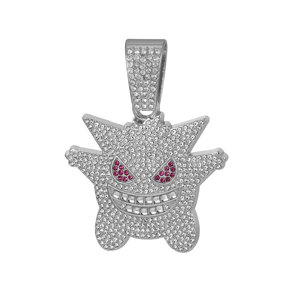 Hot-selling Anime Gengui Elf Diamond-encrusted European and American Style Hip-hop Cuban Chain Trendy Men's Necklace Jewelry