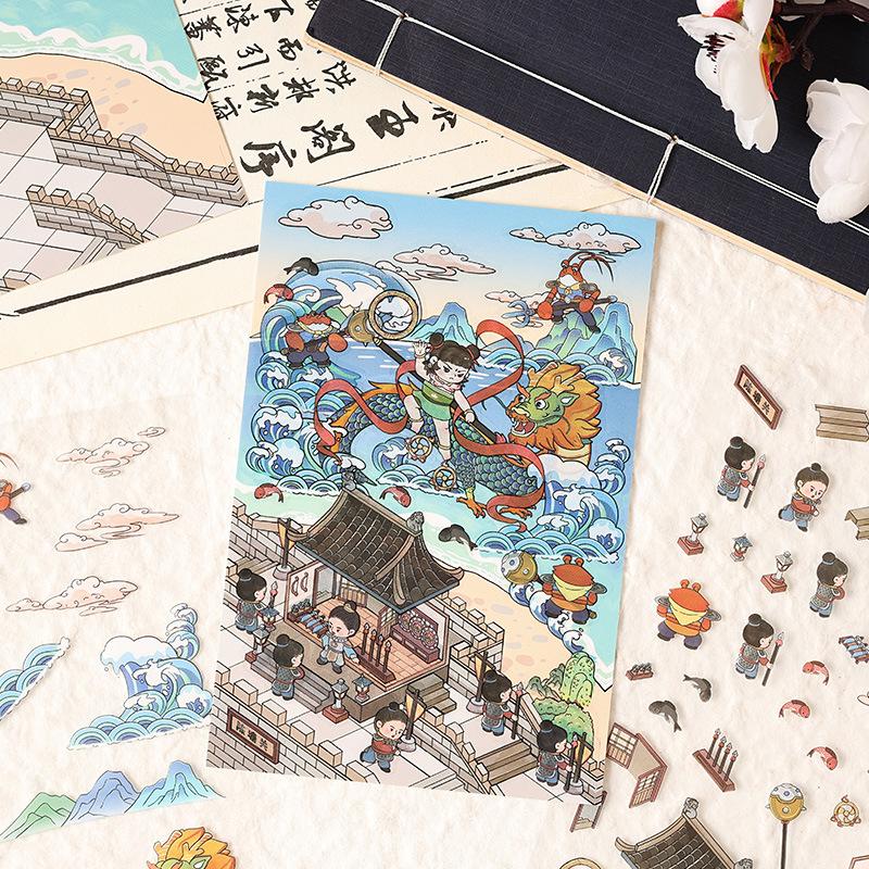 Chinese Mythological Stories 3D Scene Sticker Creativity Decorative Stick Labels Diary Album Scrapbooking Material Craft Supplie