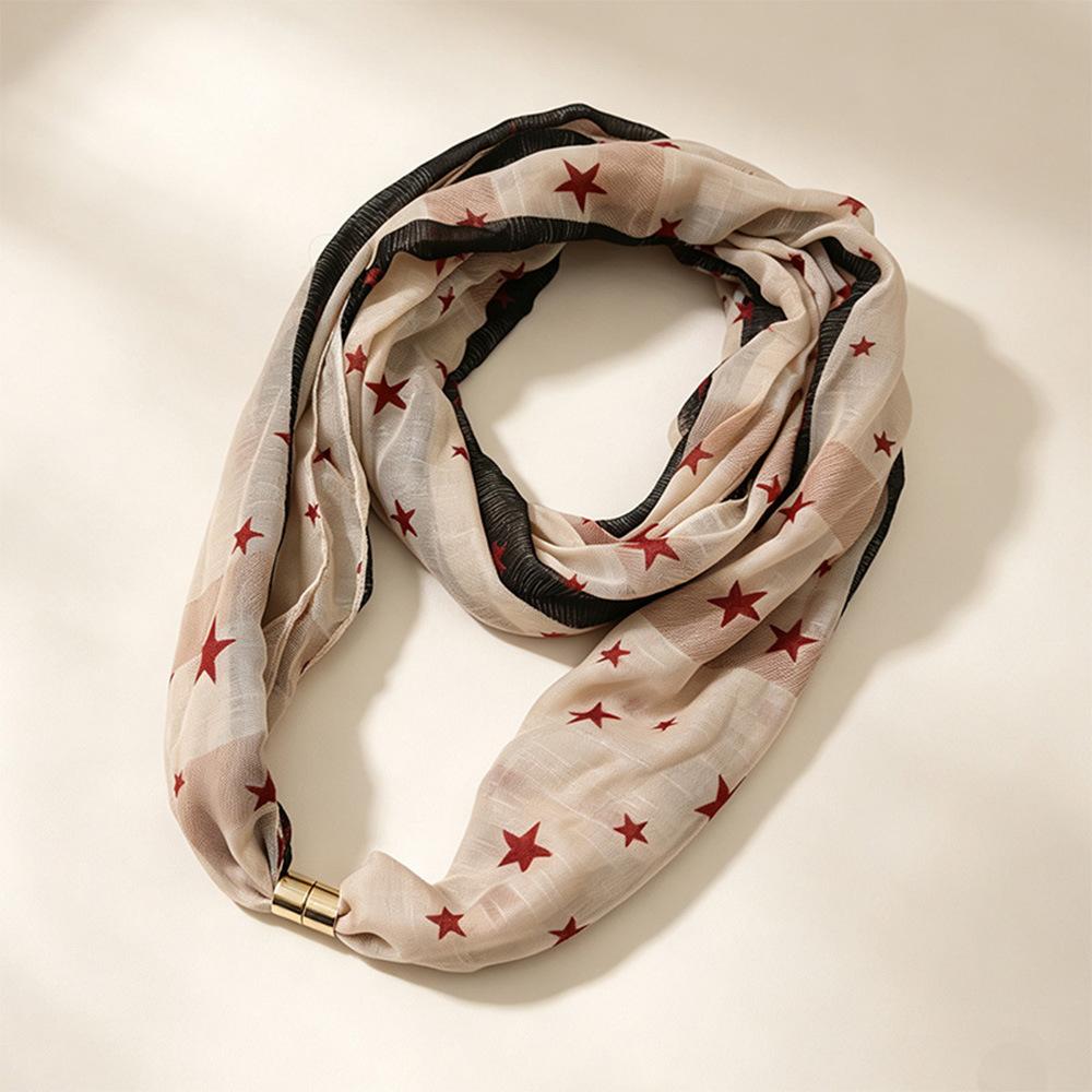 Solid Color Cylinder Magnetic Buckle Lazy Scarf Women Cotton Linen Texture Magnetic Neck Warmer Spring Autumn Versatile No-Tie Decorative Neck Gaiter