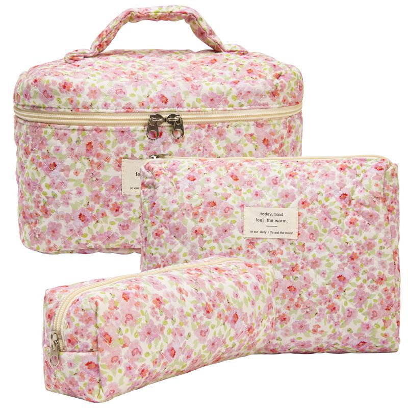2023 Floral Cute Cotton Makeup & Toiletry Bag - Small, Fresh, Portable Storage Case