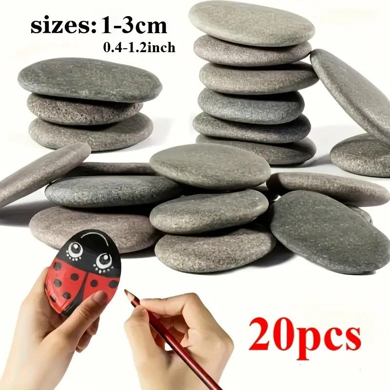 20Pcs Natural River Rocks Smooth Flat Stones in Grayish-Black Tones Perfect for Handmade Crafts Fish Tank Decor Rock Painting