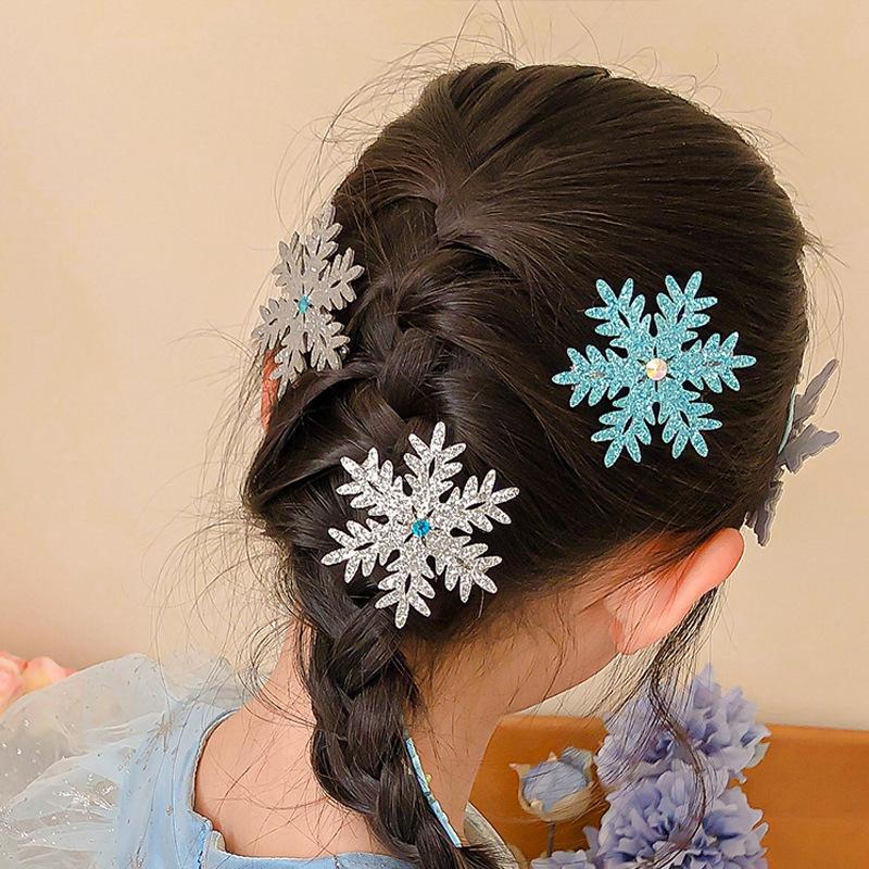 Sneeuw Sneeuw Haarkaart Nieuwe kinderhaarclip Elsa Prinses Haaraccessoires Meisjes zijclip Kleine meisjesclip