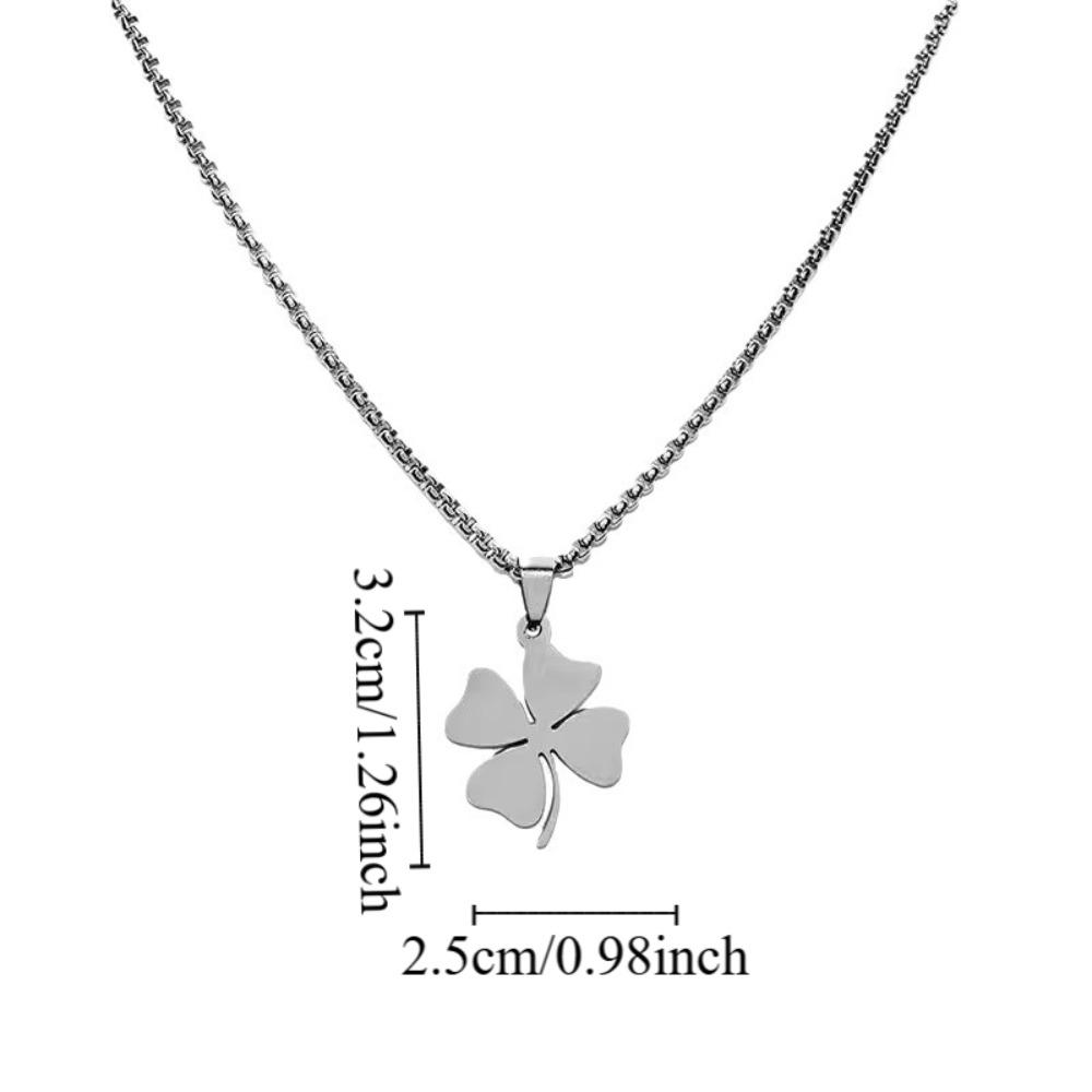 Luxuriöse Halskette mit Anhänger in Form eines vierblättrigen Kleeblatts, floraler Schmuck, silberne Schlüsselbeinkette, Geschenk