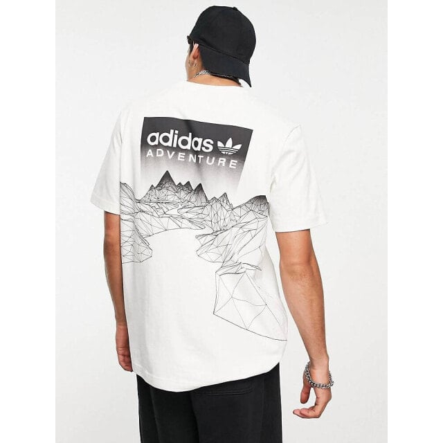 

Кремово-белая футболка с горным принтом на спине adidas Originals Adventure