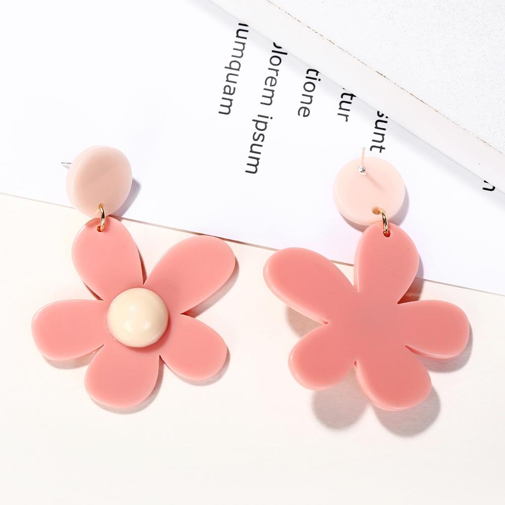 European and American Exaggerated Candy Colored Flower Earrings, Fashionable and Simple Sweet Button Daisy Earrings