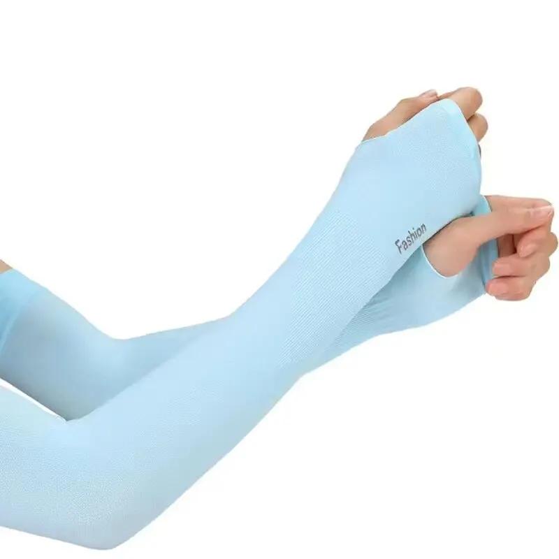 Ice Silk Sleeve Sunscreen Cuff Arm Sleeves Uv Sun Sunburn Protect Anti-Slip Summer UPF50 Men Women Gloves Outdoor Arm Cover