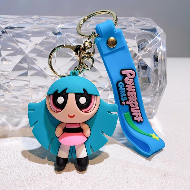 Q Version Anime The Powerpuff And Girls Series Keychain Cute Cartoon Role Kawaii Creativity Car Key Backpack Keychain