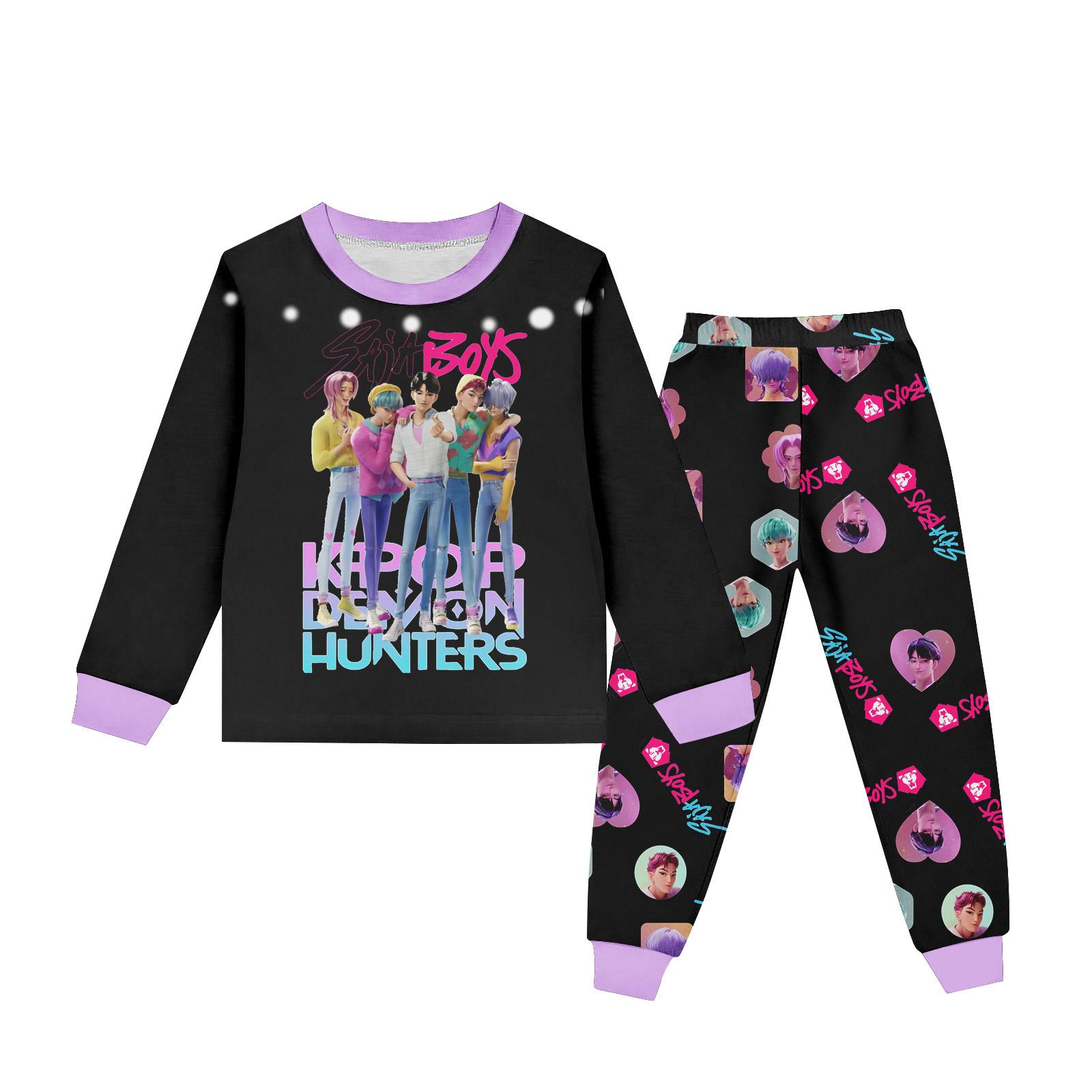 

Детский костюм с круглым вырезом, длинными рукавами и мультяшным принтом 9 чёрный