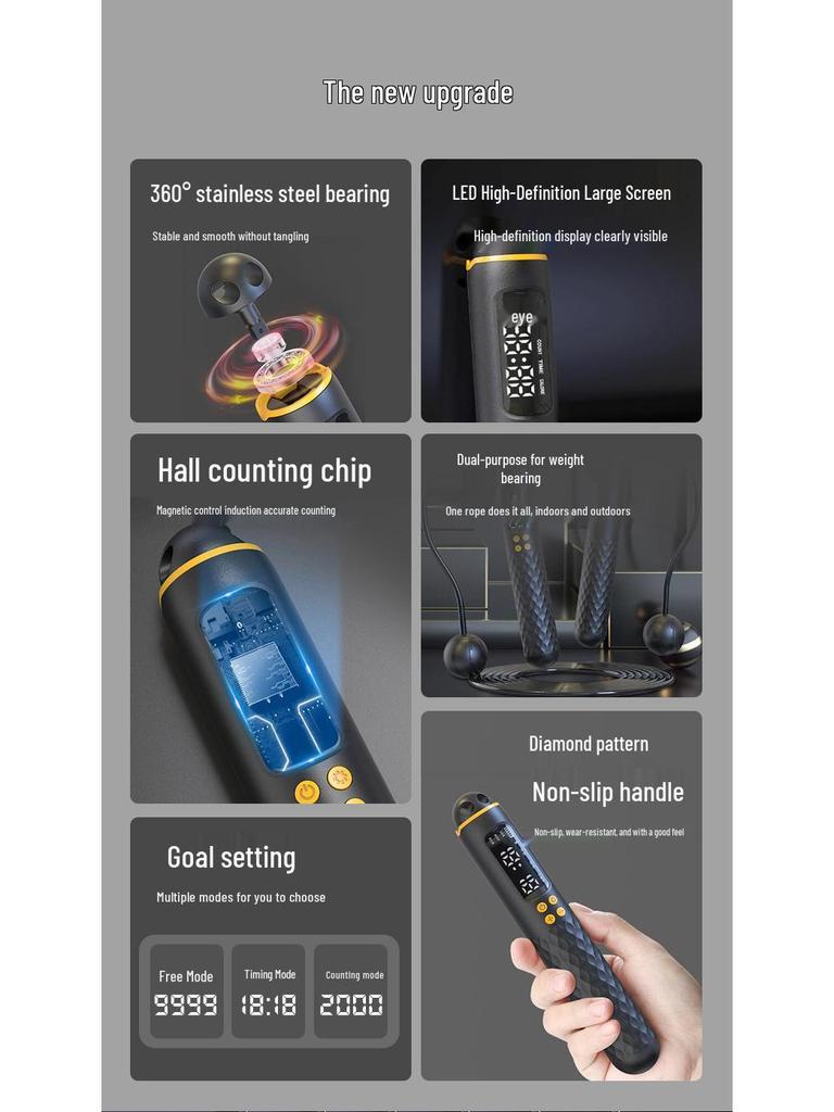 Weighted Cordless Smart Counting Jump Rope for Junior High Fitness and Exam Prep