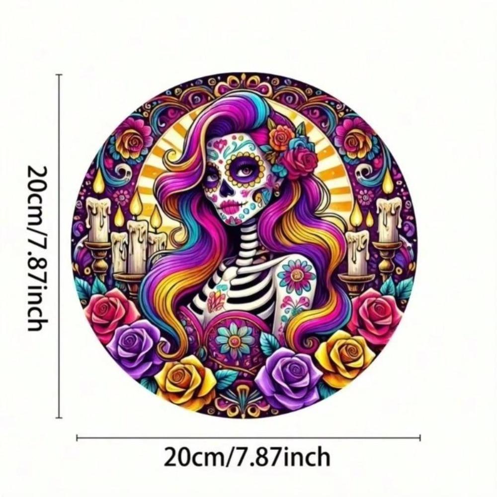 Vintage Mexican Sugar Skull Metal Tin Sign Wall Decor