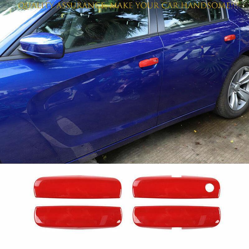 For Dodge Charger 2015-2024 Fiery Red Exterior Side Door Handle Cover Trim 4PCS