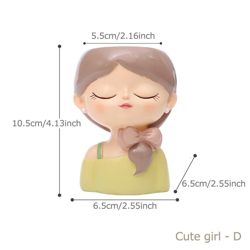Cute Girl Flower Pot for Succulents, Decorative Planters Girls Portrait Garden Pots for Home Decor Desktop Ornamentpotsforplants