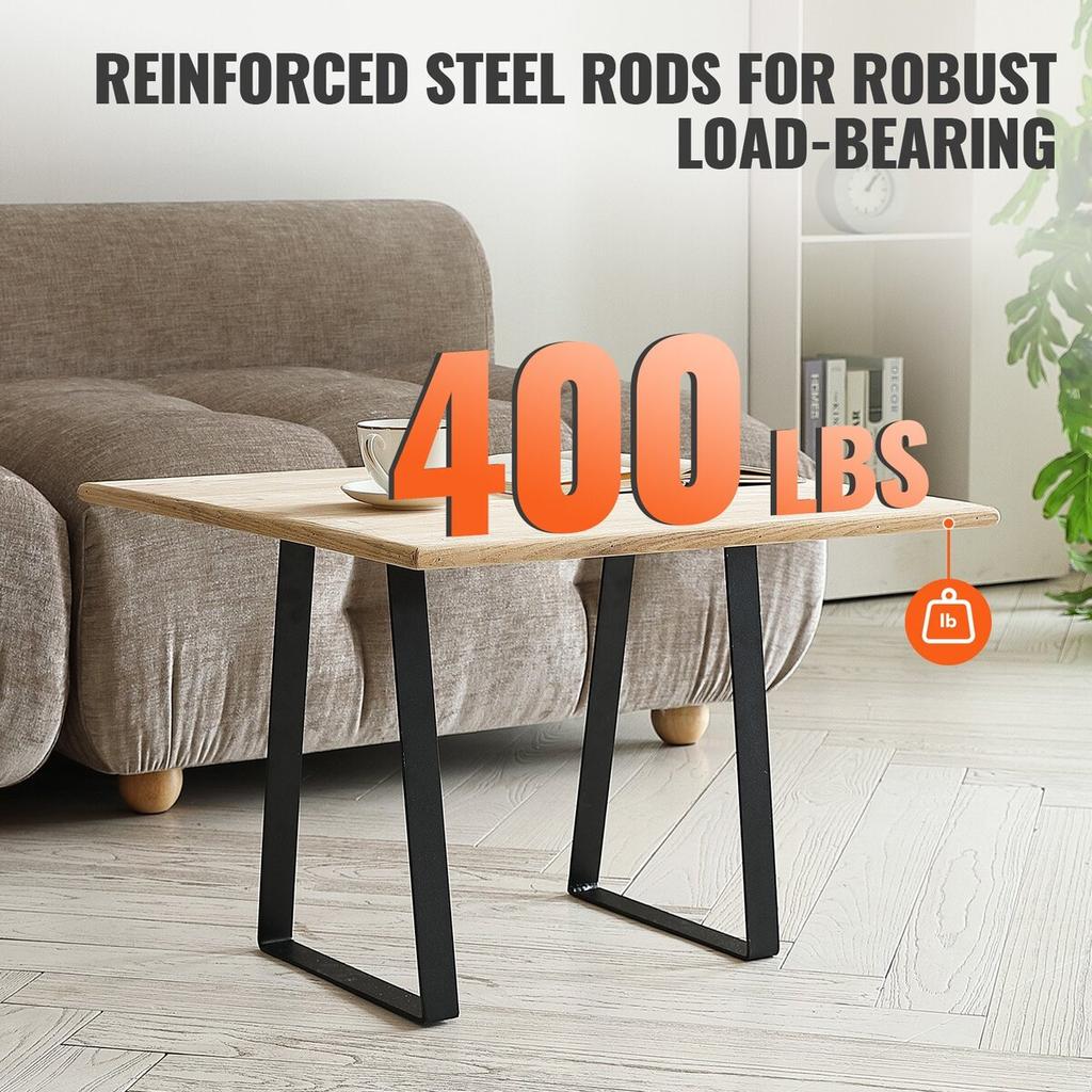 406.4MM Trapezoid Steel Table Legs, Replacement Furniture Legs Set of 2 for DIY Coffee Tables, Modern Desks, Bench, Night Stands, Sofa, Max Load