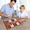 Portable Backgammon Set Roll-Up Classic Board Game Microfiber And PU Leather Classic Board Game Chess Backgammon Board Game