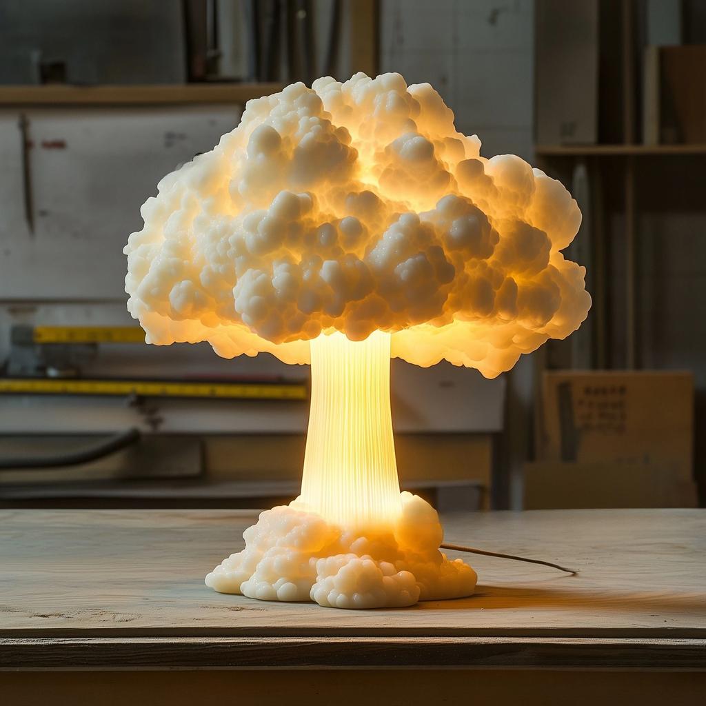 Atomic Mushroom Cloud Table Lamp Resin Ornament Decoration Battery-operated Desk Lamp Room New Year's Decorations Christmas Gift
