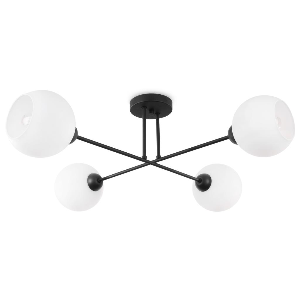 Asturia Black Ceiling Lamp 4-Flat White Lampshade E27