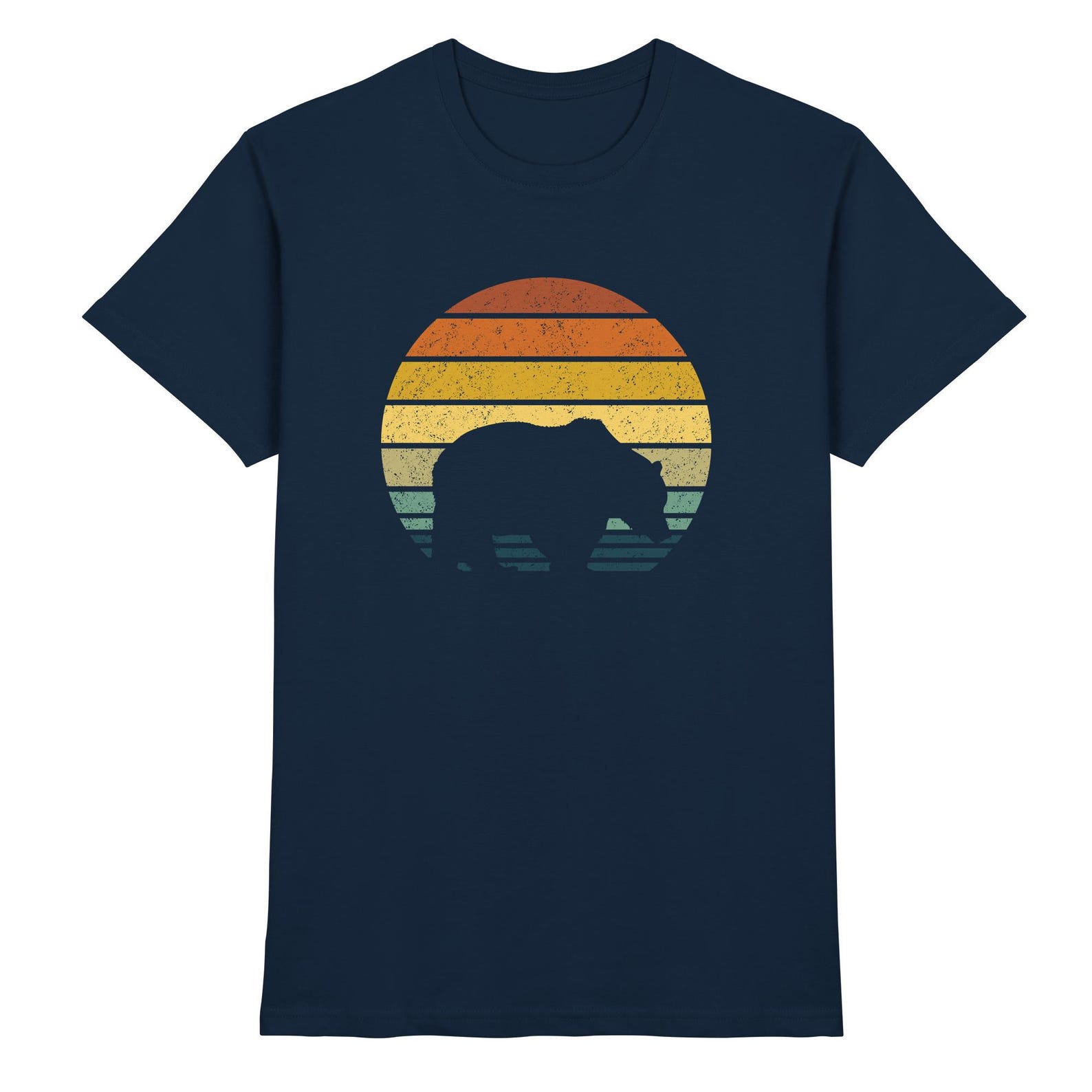 Bear Retro T-Shirt, Bear Sunset Design for Animal Fans - Premium T-Shirt S