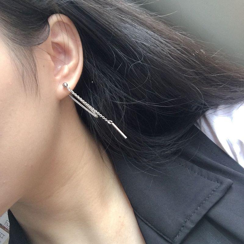 Korean Jewelry Women Long Tassel Drop Earrings Chain Metal Texture Dangle Brincos Statement Earrings Bijoux Gift EB126
