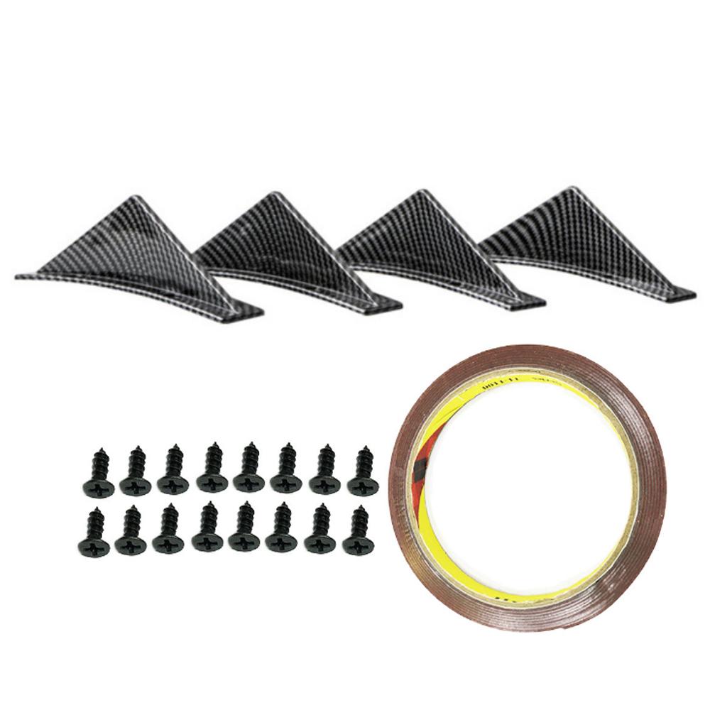 

Новое поступление, высокое качество, 4 шт., автомобильный внедорожник, задний бампер, диффузор, плавник акулы, спойлер, сплиттер для губ, крыльев, плоский Curved-Carbon