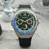 JYL Men's Watch Three-eye Six-needle Blue Light Silicone Strap