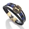 JMXD 12 Zodiac Punk Style Studded Leather Bracelet Hand-Woven Rope Zodiac Band Fashion Accessory Unisex Gift