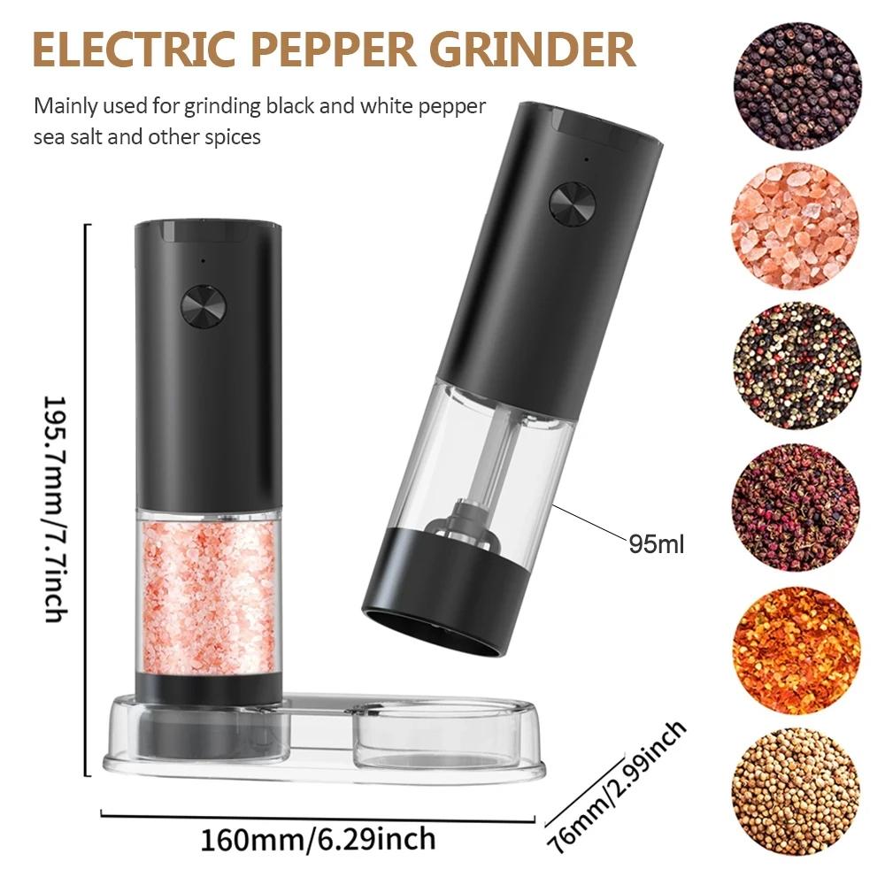 Electric Salt And Pepper Grinder Automatic Salt Pepper Grinder Adjustable Coarseness Spice Mill With LED Light Kitchen Tool Gift