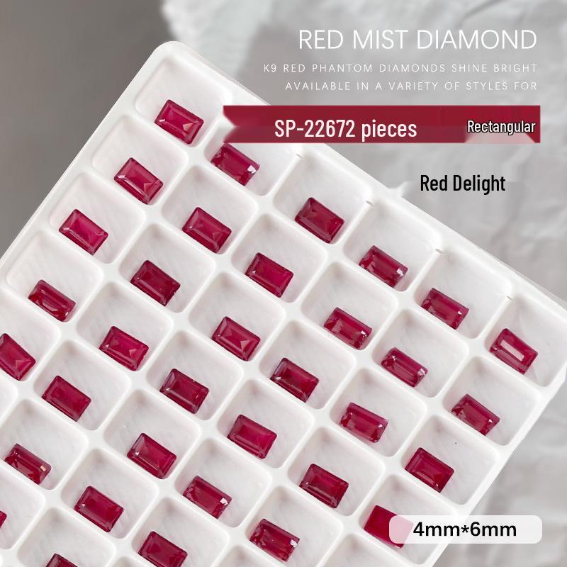 

K9 Nail Art Rhinestones: Twisted Heart, Rectangle, Octagon, Fat Square, Red DeLite (2 pcs)