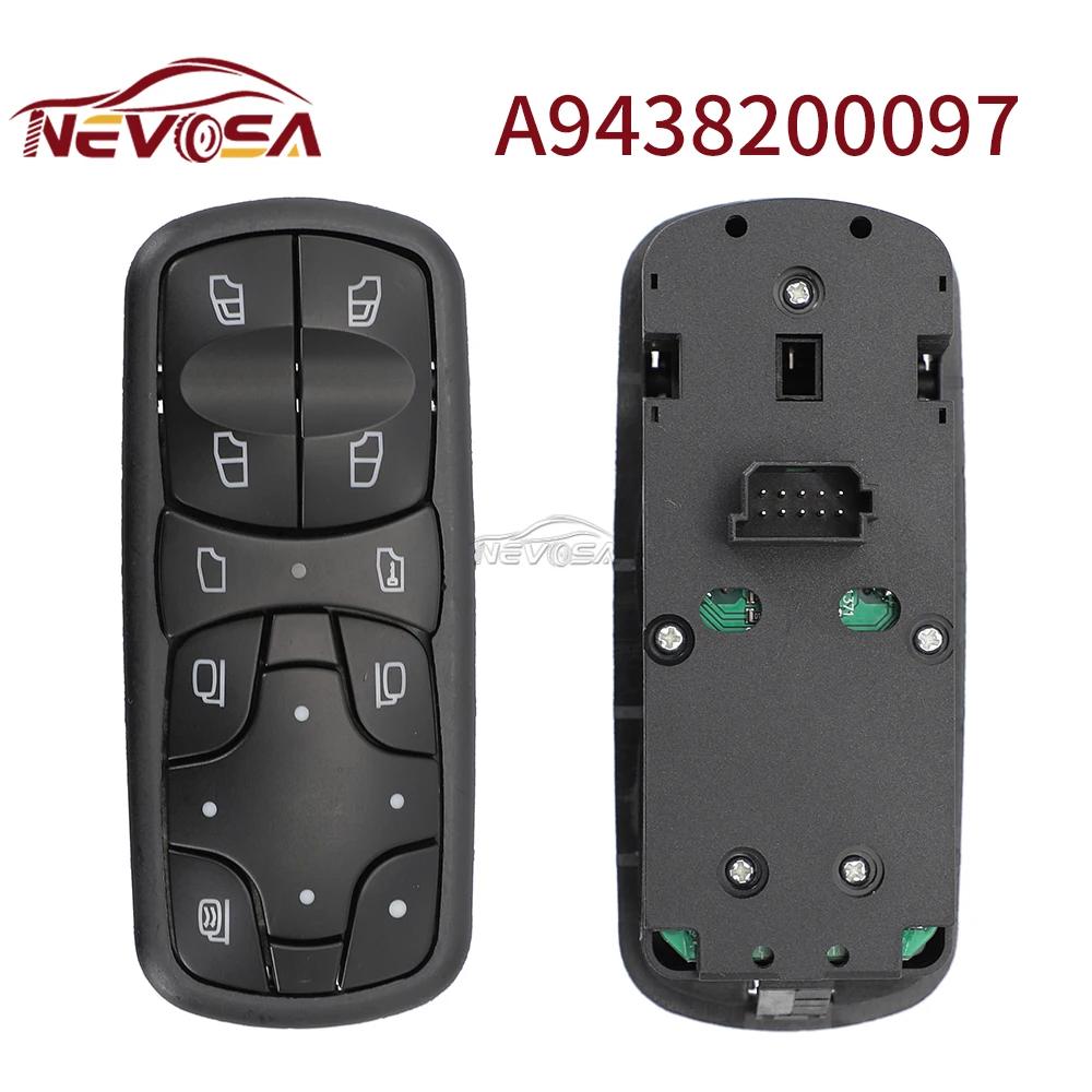 NEVOSA For Mercedes Benz Actros MP1 MP2 Truck Power Window Switch A9438200197 A9438200097 Control Glass Lifter Button