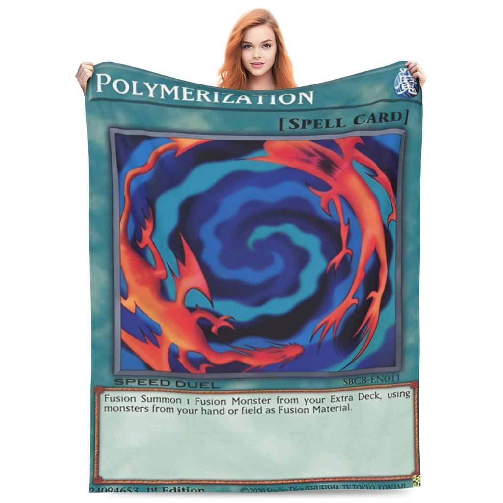 Anime Yu Gi Oh Card Blankets Blue Eyes White Dragon Cartoon Plush Novelty Soft Throw Blankets for Home Restaurant Spring Autumn