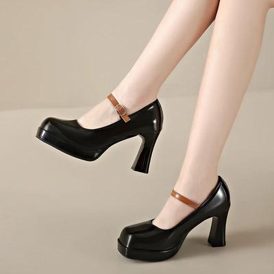 Stylish Wedding Shoes High Heels Thick Sole Pumps Women's Ankle Strap Ladies Party 2024 Elegant Thick Heel High Heels Zapatos