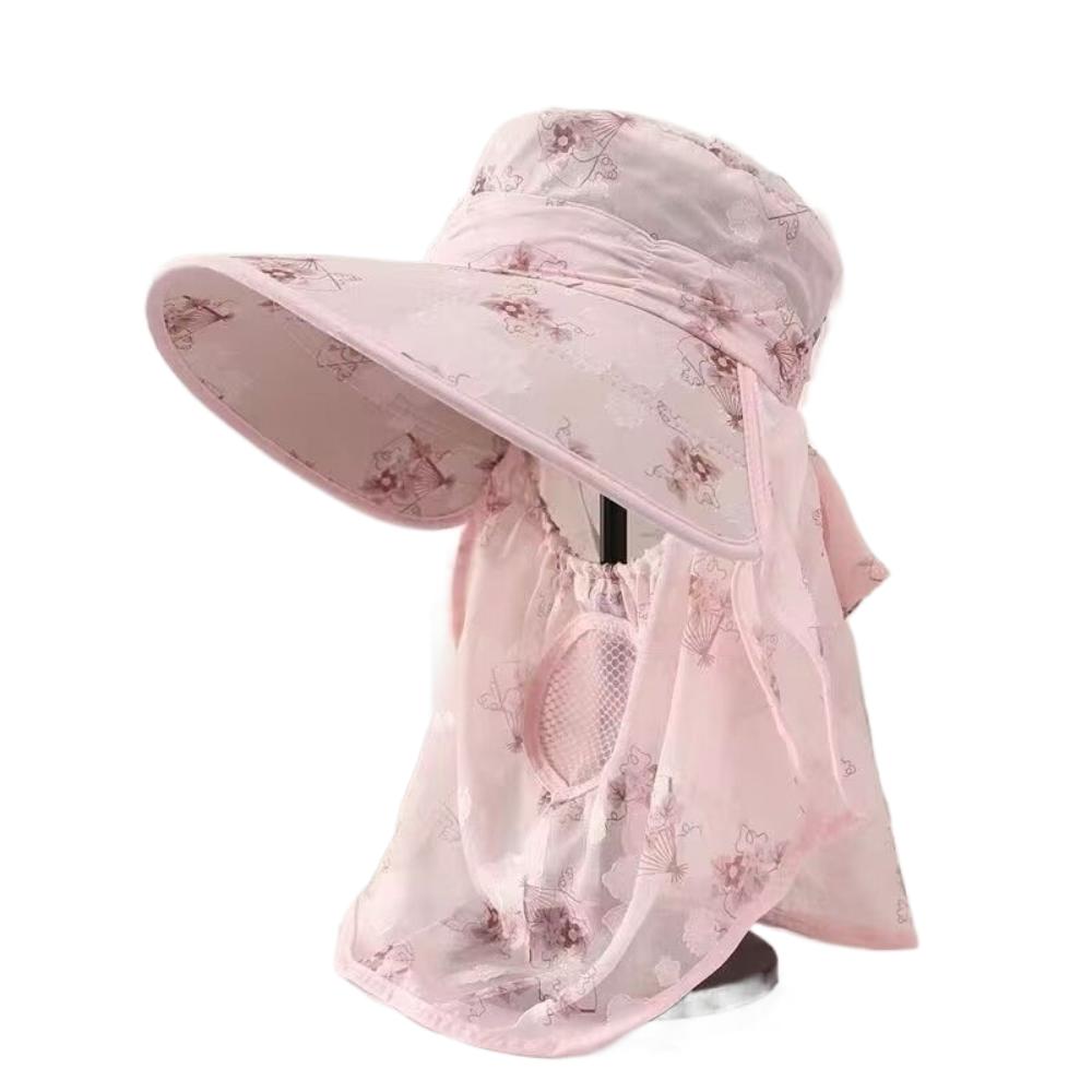 

Защита от УФ-лучей Женская шляпа рыбака с защитой шеи Летняя солнцезащитная кепка с закрытием лица Солнцезащитная шляпа Рабочая розовый