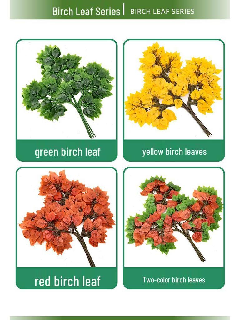 Artificial Red Maple, Ginkgo, Birch, Banyan, Elm Leaves for Landscaping