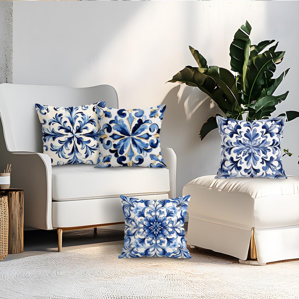 4pcs/set Geometrically Flowers Cushions Pillowcase Polyester Cushion Cover Throw Pillow Pillowcover Home Car Sofa Decor